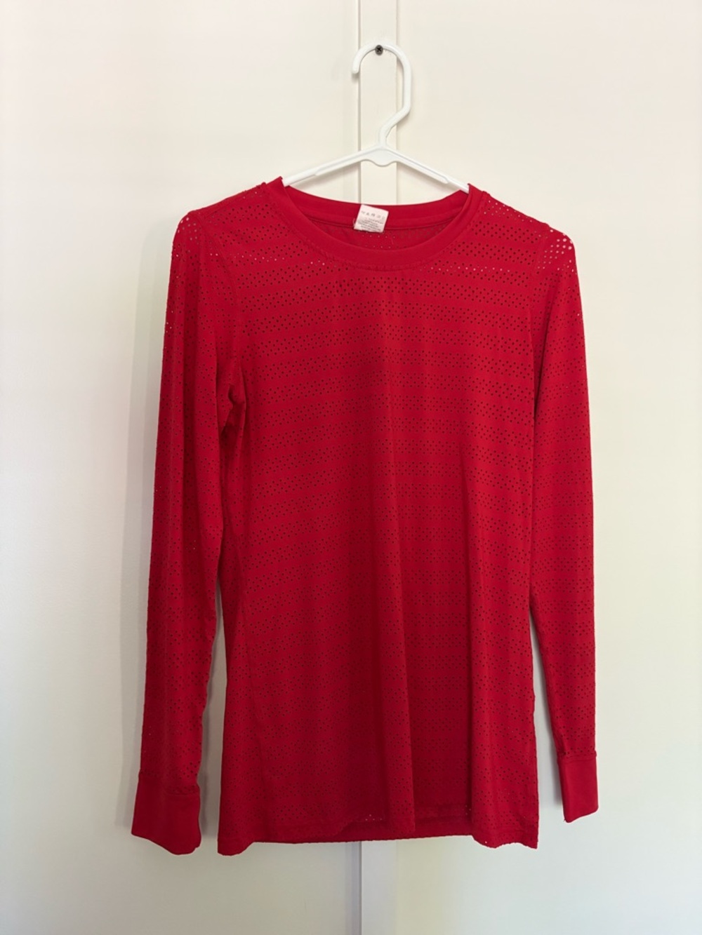 Zyia Active Red Perforated Long Sleeve Top